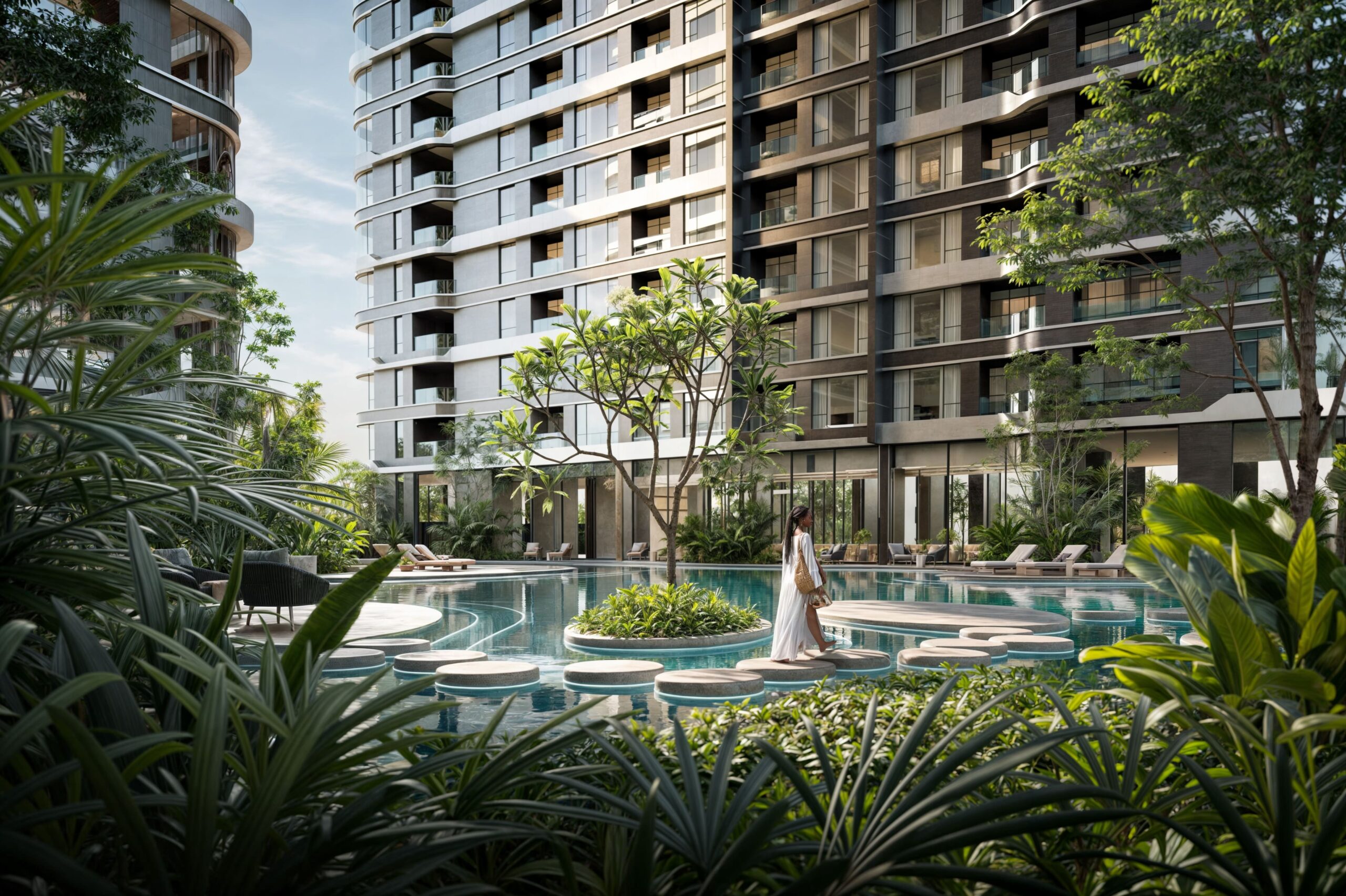 Architectural render of Grosvenor Residences Westlands skyscraper near GTC.