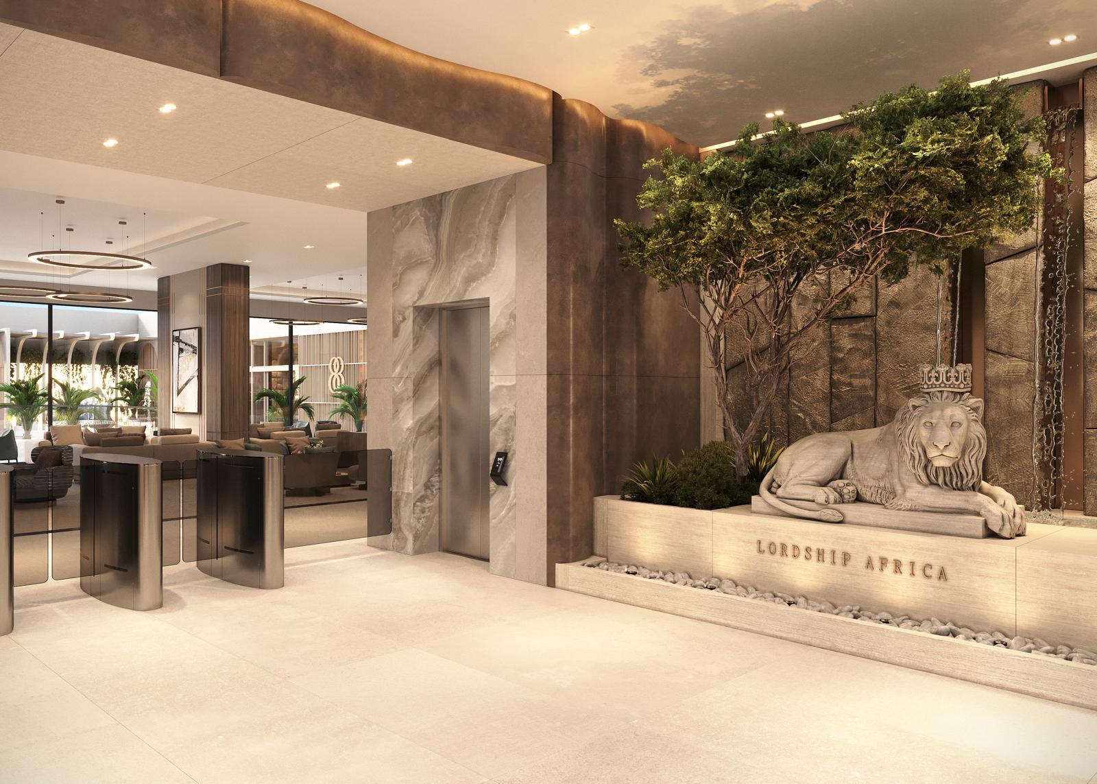 Elegant five-star reception and concierge lobby at 88 Upper Hill Nairobi.