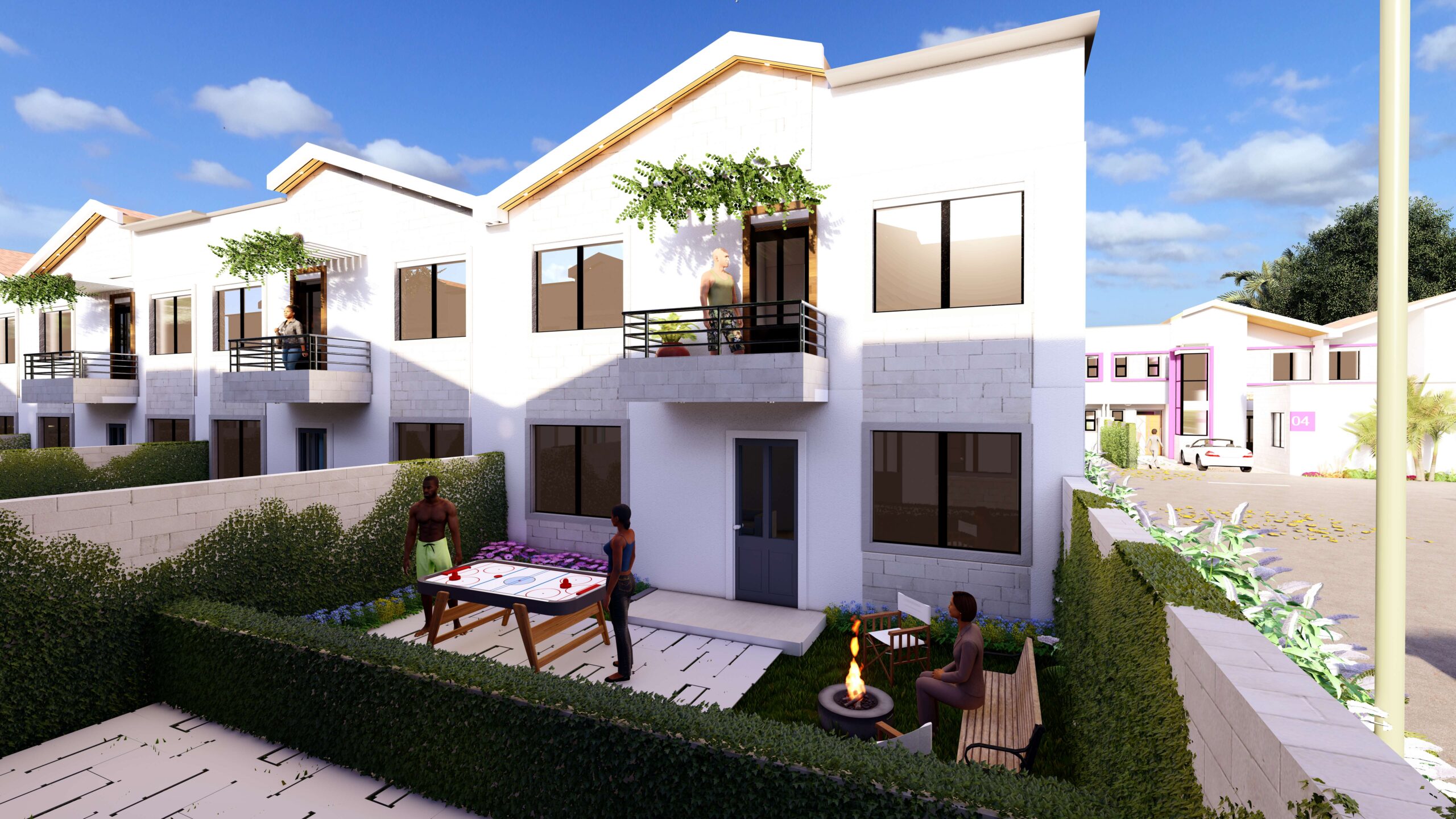 Modern exterior design of 4-bedroom maisonettes at Kings Lotus Gataka Road featuring private parking and a front garden