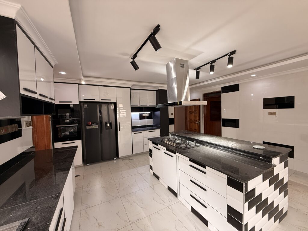 Fully fitted modern kitchen with high-end appliances