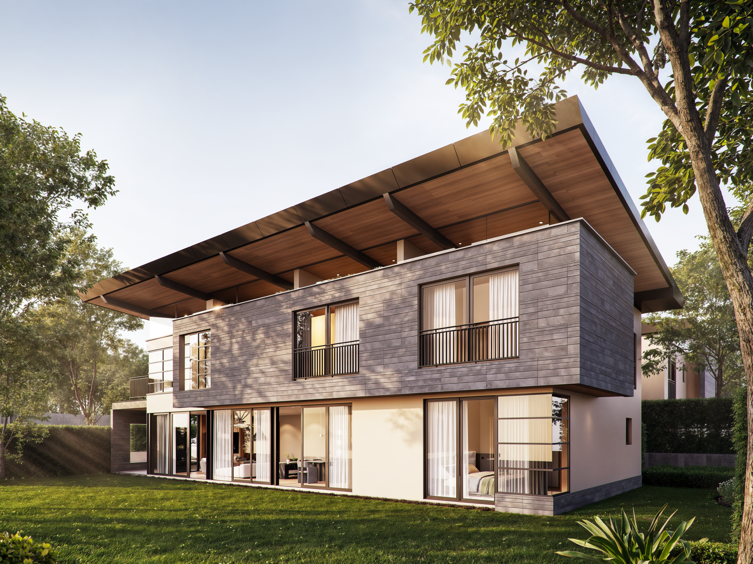 Front elevation of 37 by Ineza Estate showcasing modern luxury villa design