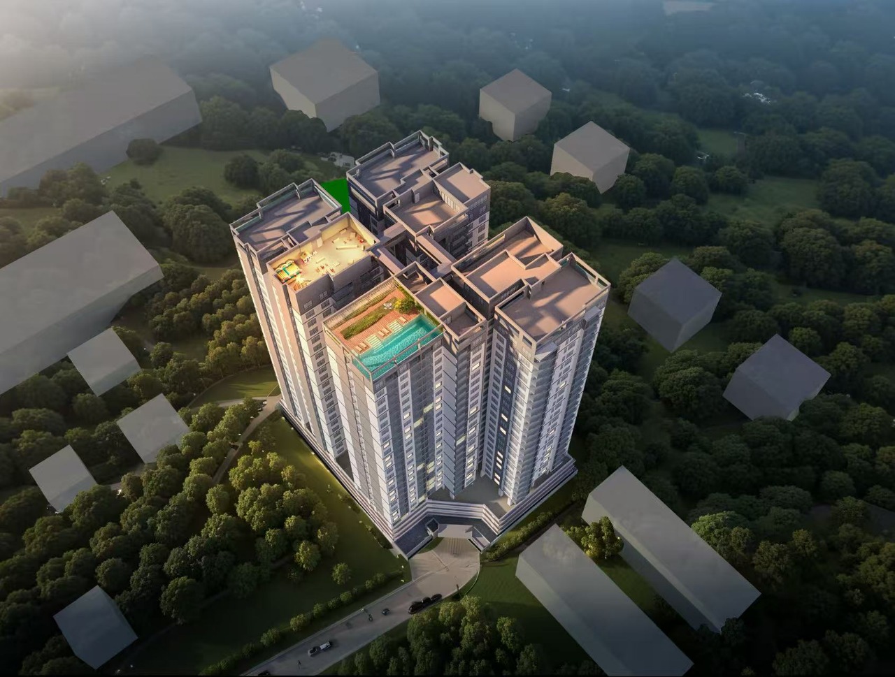 Exterior rendering of Express View Residency apartments for sale on Riara Road Nairobi.