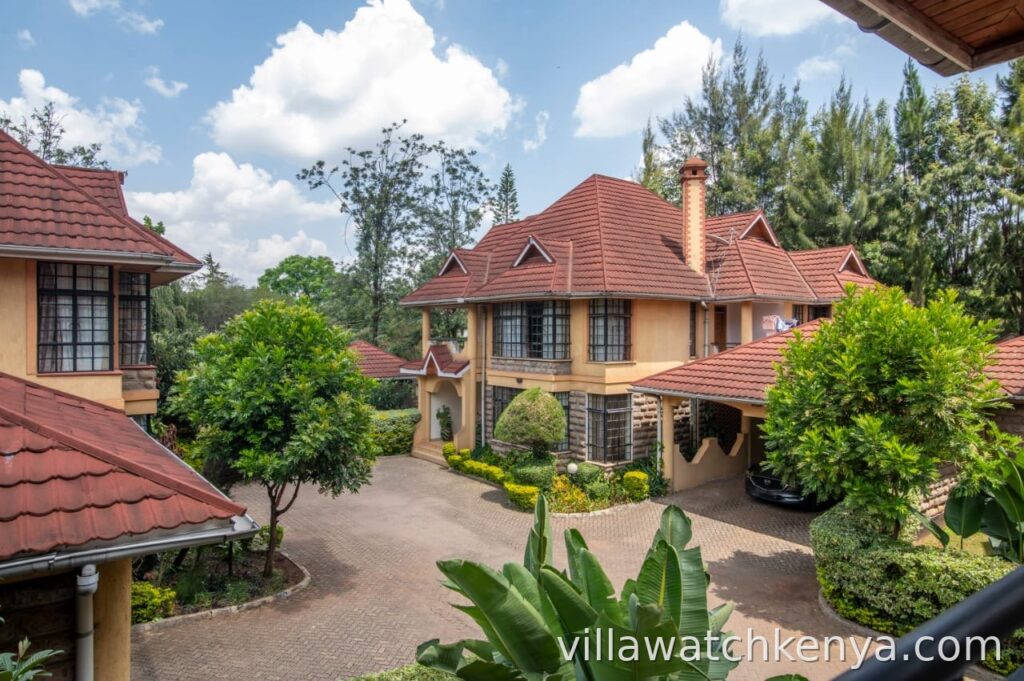 modern 5 bedroom townhouse exterior in Kaputei Gardens Lavington with secure gate and landscaping
