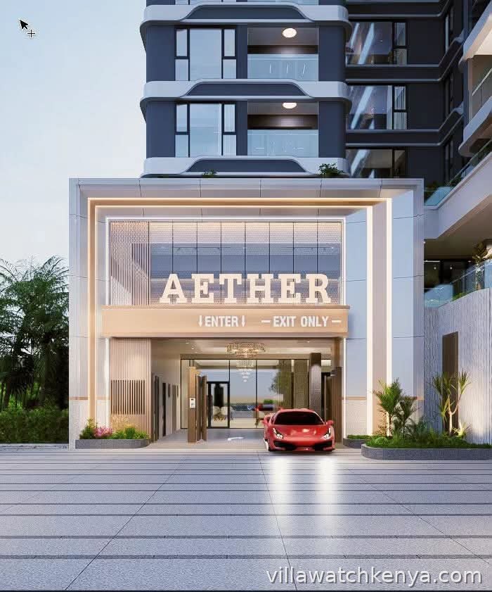 Modern exterior of Aether Residences Westlands along Lantana Road