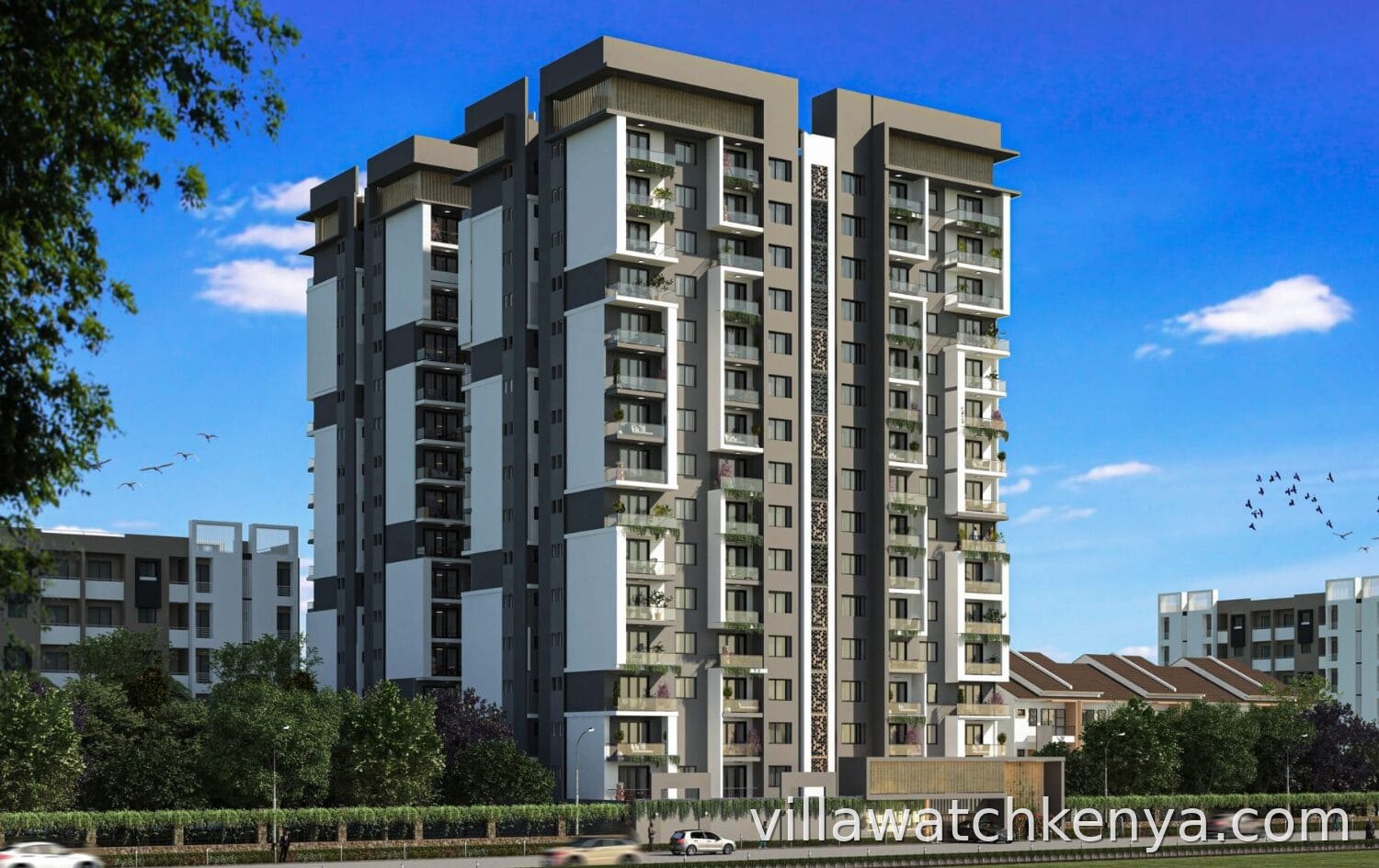 Modern luxury facade of Black Olive Residency on Durham Road, Kileleshwa, Nairobi.