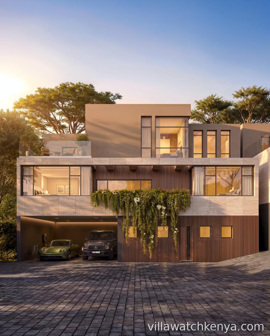 Modern 5 bedroom townhouse for sale in Lavington Nairobi with elegant facade and landscaped garden