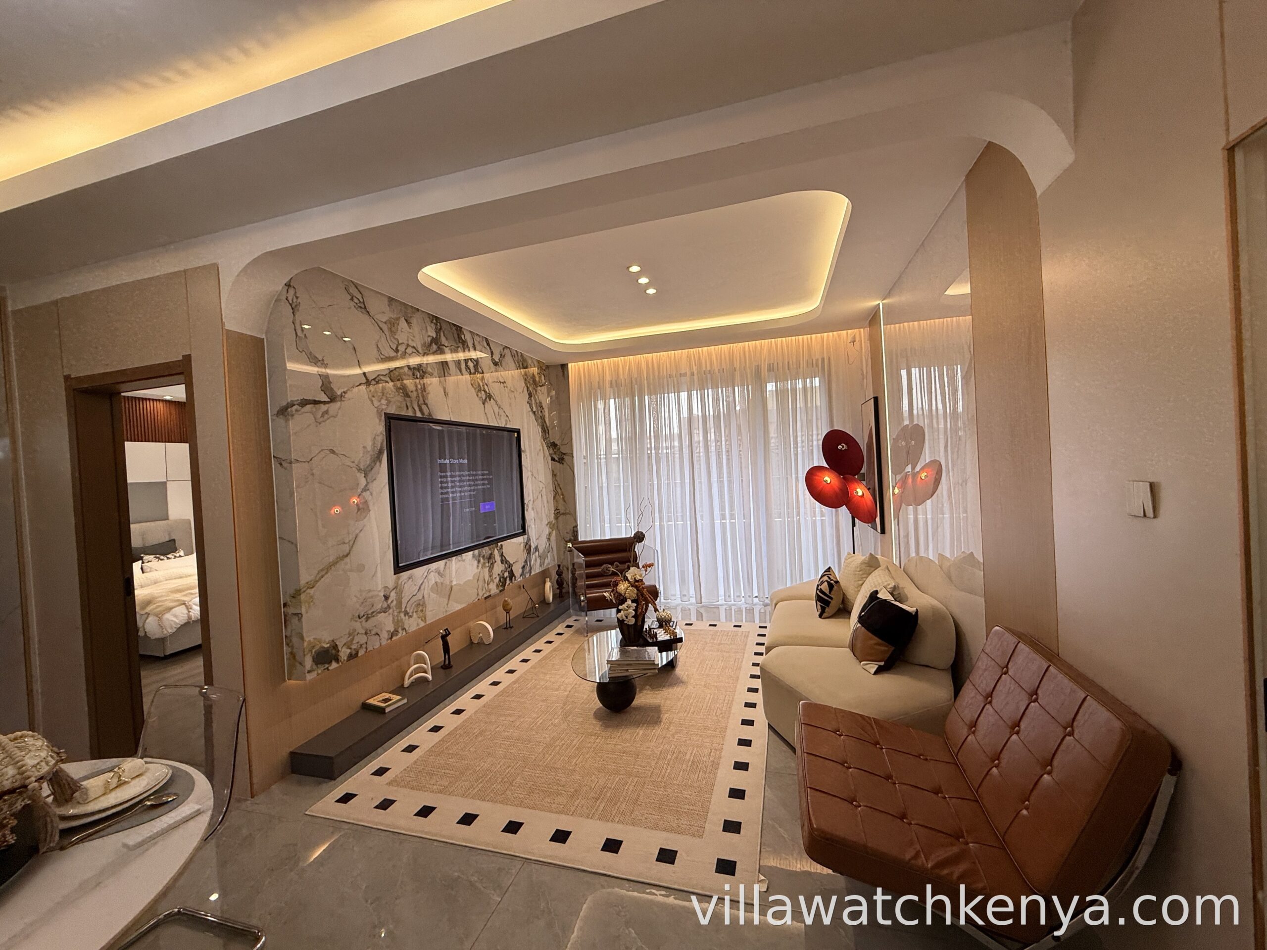 Spacious open-plan living room at Golden Mansion Apartments Muthithi Road Westlands luxury apartment
