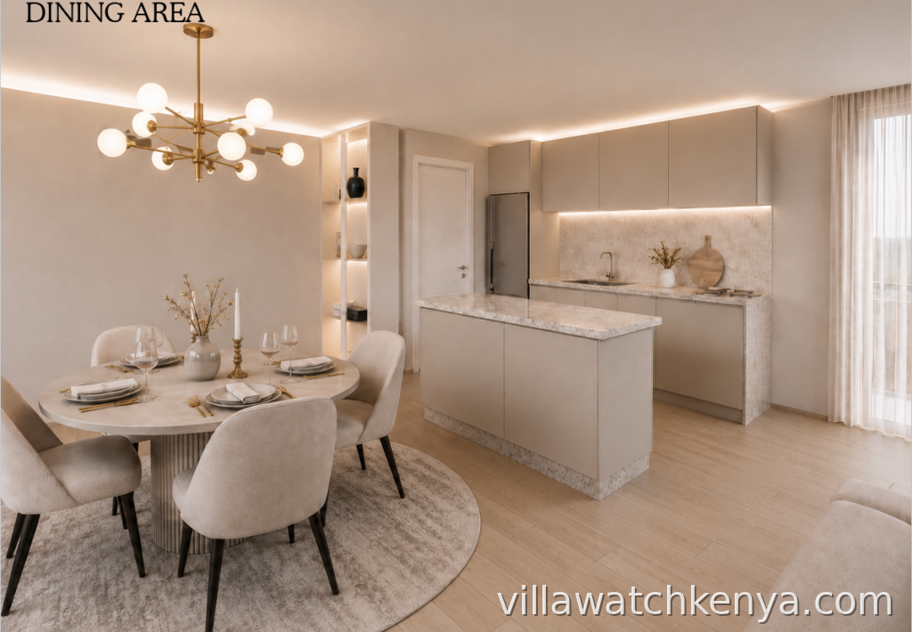 Avero Residences Westlands kitchen and dining area